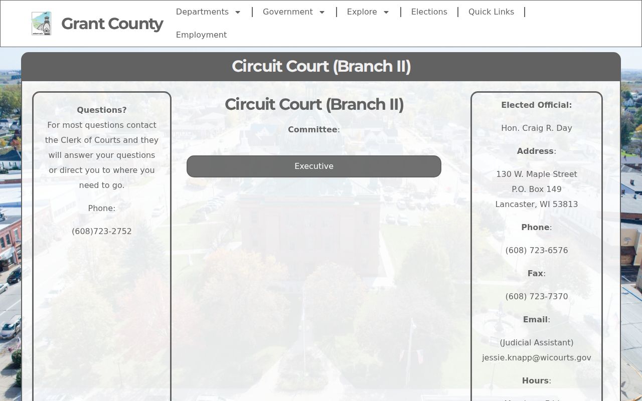 Grant County court schedule Branch II source