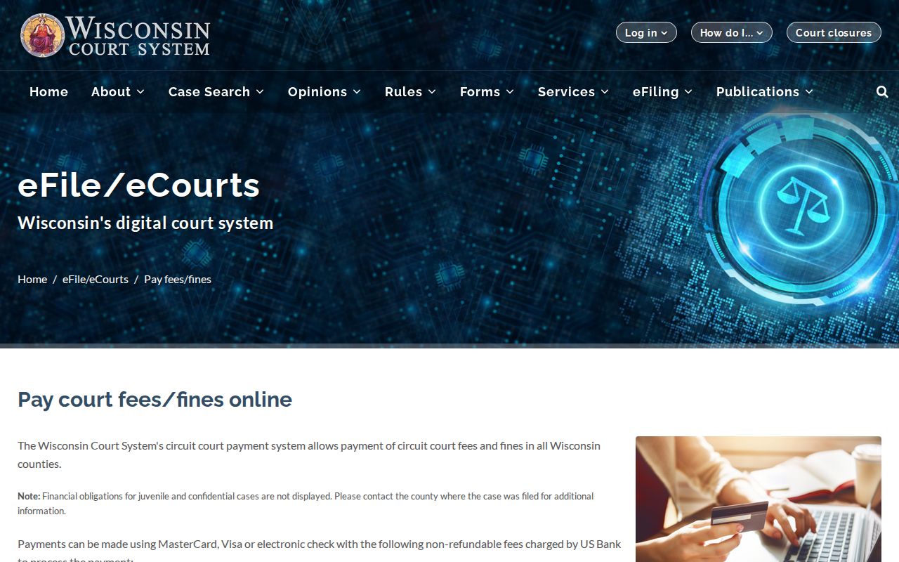 Wisconsin online circuit citation and fine payment instructions for Grant County cases
